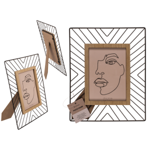 OOTB Schwarzer Metall-Bilderrahmen mit Holzdekor