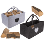 OOTB Graue Filztasche für Kaminholz Herz