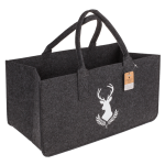 OOTB Graue Filztasche für Kaminholz Hirschkopf