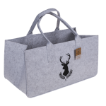 OOTB Graue Filztasche für Kaminholz Hirschkopf