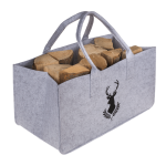 OOTB Graue Filztasche für Kaminholz Hirschkopf