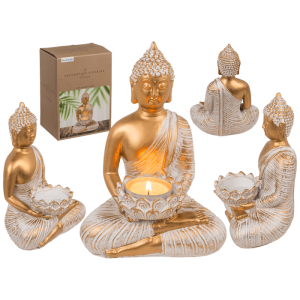 Deko-Figur, Buddha, mit Teelichthalter, ca. 13,5 x 9 x 19,5 cm,