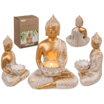 Deko-Figur, Buddha, mit Teelichthalter, ca. 13,5 x 9 x 19,5 cm,
