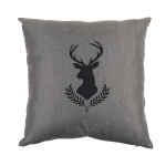 OOTB Hellgraues Deko-Kissen Hirschkopf