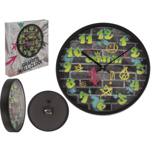 OOTB Wanduhr Graffiti 30 x 30 x 45 cm