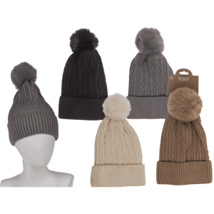 OOTB Damen-Winter-Beanie mit Kunststoffbommel