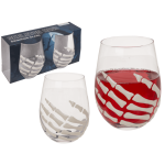 OOTB Trinkglas Skelett-Hand 2er-Set in Fenster-