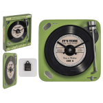 OOTB Glas-Wanduhr Plattenspieler 20 x 20 cm