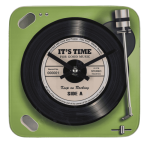 OOTB Glas-Wanduhr Plattenspieler 20 x 20 cm