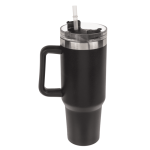 XXL-Thermobecher, schwarz, inkl. Strohhalm, für 1,2 Liter,