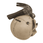 OOTB Spardose mit SchlossTotenkopf mit Hammer & Nägel