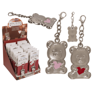 OOTB Metall-Schlüsselanhänger Bär mit rotem Herz