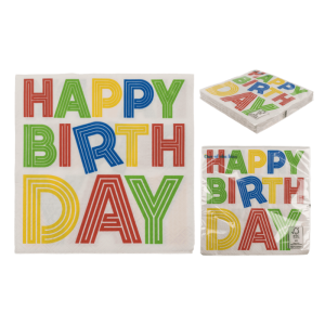 OOTB Papier-Servietten Happy Birthday 33 x 33 cm