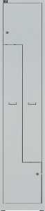 Z-Garderobenschrank Light, 2 Abteile, 1850 x 400 x 500 mm, lichtgrau