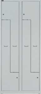 Z-Garderobenschrank Light, 4 Abteile 1850 x 800 x 500 mm, lichtgrau