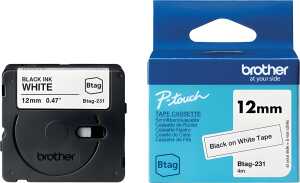 Schriftband Btag, 12 mm breit x 4 m lang, schwarz auf weiß