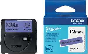 Schriftband Btag, 12 mm breit x 4 m lang, schwarz auf lila