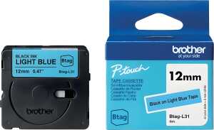 Schriftband Btag, 12 mm breit x 4 m lang, schwarz auf blau