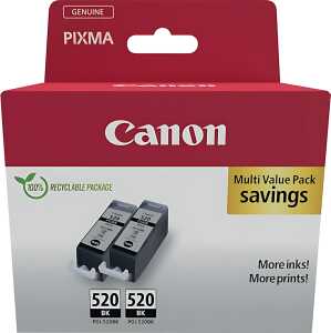 Twinpack Tintenpatrone PGI-520BK für Canon Drucker schwarz pigmentiert