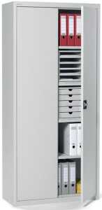 Stahlschrank Flügeltüren, 5 Ordnerhöhen, 1950 x 920 x 420 mm, grau