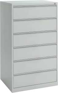 Karteikartenschrank, 6 Schübe, 3-bahnig, 1320 x 760 x 620 mm, grau