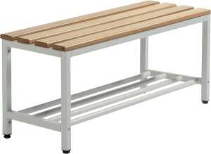 Sitzbank, Buchenholzleisten, 440 x 1000 x 365 mm, grau/buche