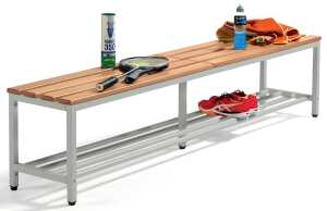 Sitzbank, Buchenholzleisten, 440 x 2000 x 365 mm, grau/buche