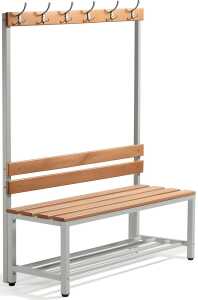 Garderobenbank, Buchenholzleisten, 1850 x 1500 x 395 mm, grau/buche