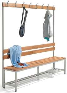 Garderobenbank, Buchenholzleisten, 1850 x 2000 x 395 mm, grau/buche