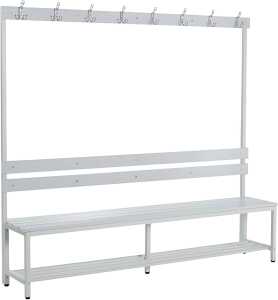 Garderobenbank, Kunststoffleisten, 1850 x 2000 x 395 mm, grau/grau