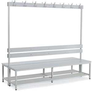 Garderobenbank, Kunststoffleisten, 1850 x 2000 x 760 mm, grau/grau