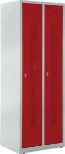 Garderobenspind, Drehriegelschloss, 1700 x 590 x 500 mm, grau/rot