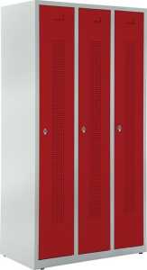 Garderobenspind, Drehriegelschloss, 1700 x 870 x 500 mm, grau/rot