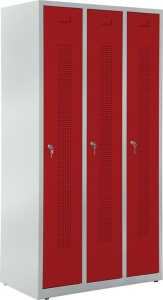 Garderobenspind, Zylinderschloss, 1700 x 870 x 500 mm, grau/rot