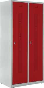 Garderobenspind, Drehriegelschloss, 1700 x 800 x 500 mm, grau/rot