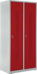 Garderobenspind, Zylinderschloss, 1700 x 800 x 500 mm, grau/rot