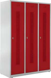 Garderobenspind, Drehriegelschloss, 1700 x 1185 x 500 mm, grau/rot
