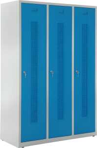 Garderobenspind, Zylinderschloss, 1700 x 1185 x 500 mm, grau/blau