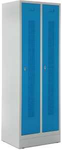 Garderobenspind, Sockel, Riegelschl, 1800 x 590 x 500 mm, grau/blau