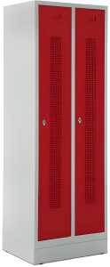 Garderobenspind, Sockel, Riegelschl, 1800 x 590 x 500 mm, grau/rot