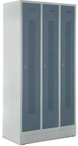 Garderobenspind, Sockel, Riegelschl, 1800 x 870 x 500 mm grau/blaugrau
