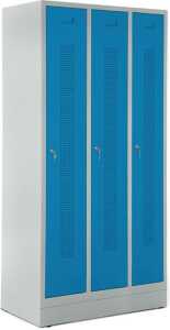 Garderobenspind, Sockel, Zylinderschl 1800 x 870 x 500 mm, grau/blau