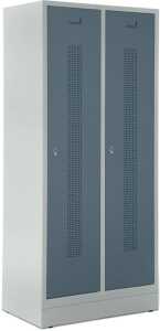 Garderobenspind, Sockel, Riegelschl, 1800 x 800 x 500 mm grau/blaugrau