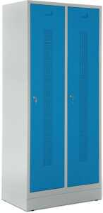 Garderobenspind, Sockel, Zylinderschl 1800 x 800 x 500 mm, grau/blau