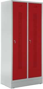 Garderobenspind, Sockel, Zylinderschl 1800 x 800 x 500 mm, grau/rot