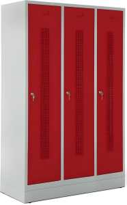 Garderobenspind, Sockel, Zylinderschl 1800 x 1185 x 500 mm, grau/rot
