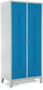 Garderobenspind, Füße, Riegelschl, 1800 x 800 x 500 mm, grau/blau