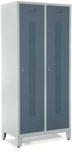 Garderobenspind, Füße, Riegelschl, 1800 x 800 x 500 mm, grau/blaugrau