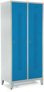 Garderobenspind, Füße, Zylinderschl 1800 x 800 x 500 mm, grau/blau