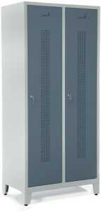 Garderobenspind, Füße, Zylinderschl 1800 x 800 x 500 mm, grau/blaugrau